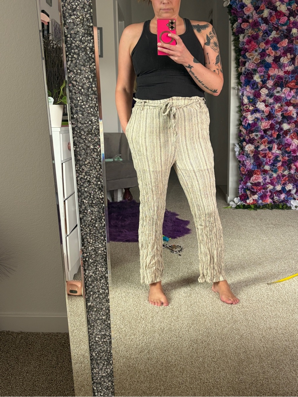 Hayden Neutral Striped Drawstring Pants